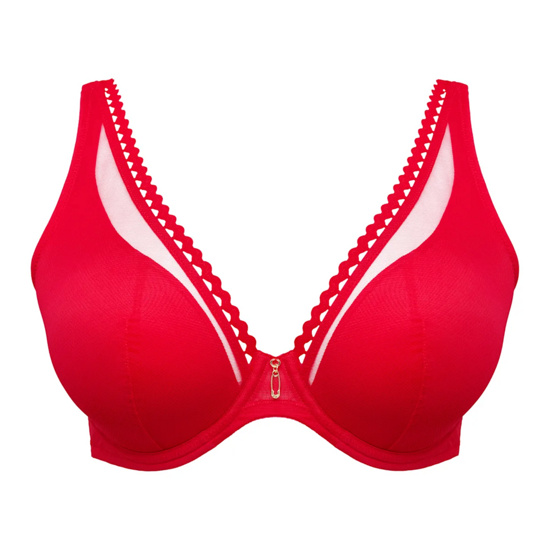 Prima Donna Wowgirl Padded Plunge Bra in True Red 0142604-Bras-Prima Donna-True Red-30-E-Anna Bella Fine Lingerie, Reveal Your Most Gorgeous Self!