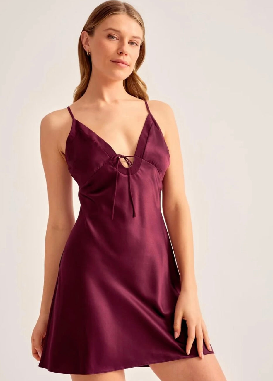 Rya Calypso Chemise in Dark Cherry 1101-Sleepwear-Rya Collection-Dark Cherry-XSmall-Anna Bella Fine Lingerie, Reveal Your Most Gorgeous Self!