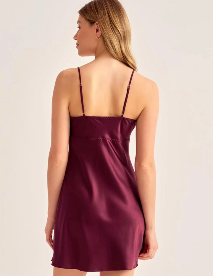 Rya Calypso Chemise in Dark Cherry 1101-Sleepwear-Rya Collection-Dark Cherry-XSmall-Anna Bella Fine Lingerie, Reveal Your Most Gorgeous Self!