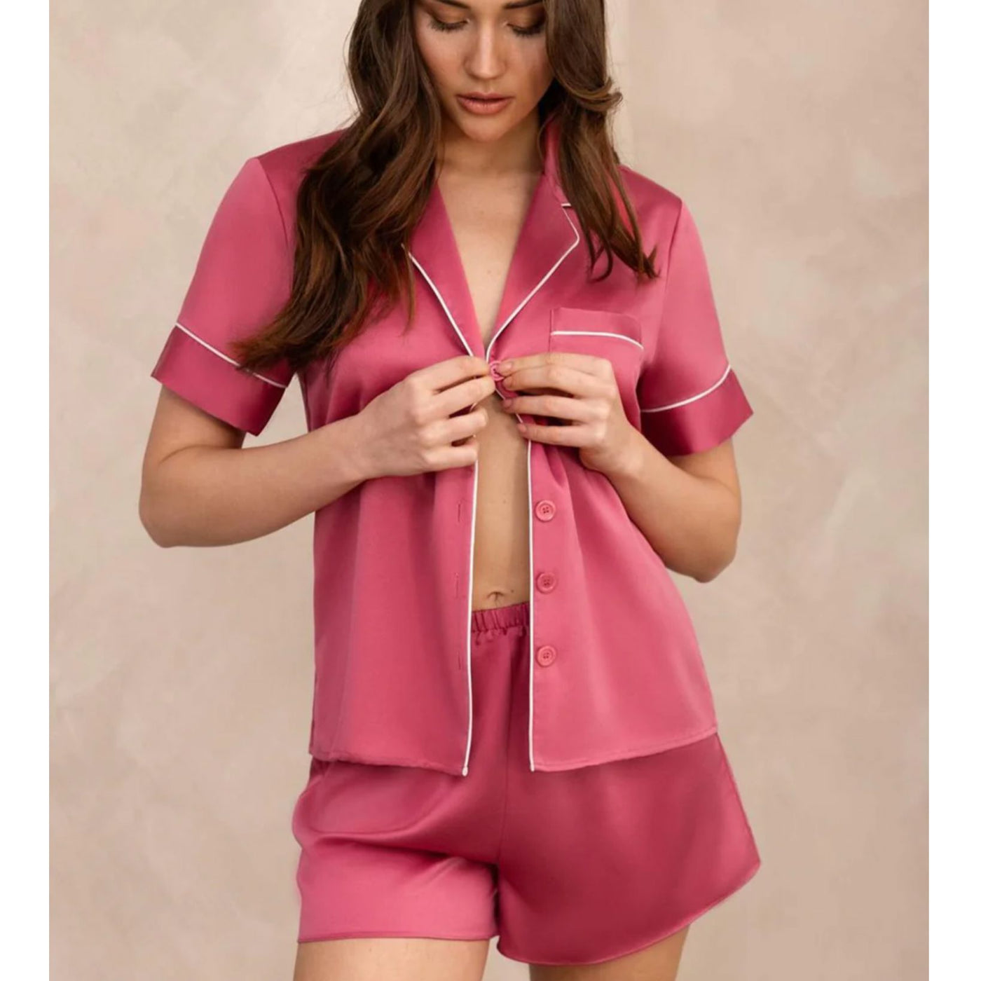 Rya Collection Aurora Shortie PJ Set 890-Loungewear-Rya Collection-Lipstick-XSmall-Anna Bella Fine Lingerie, Reveal Your Most Gorgeous Self!