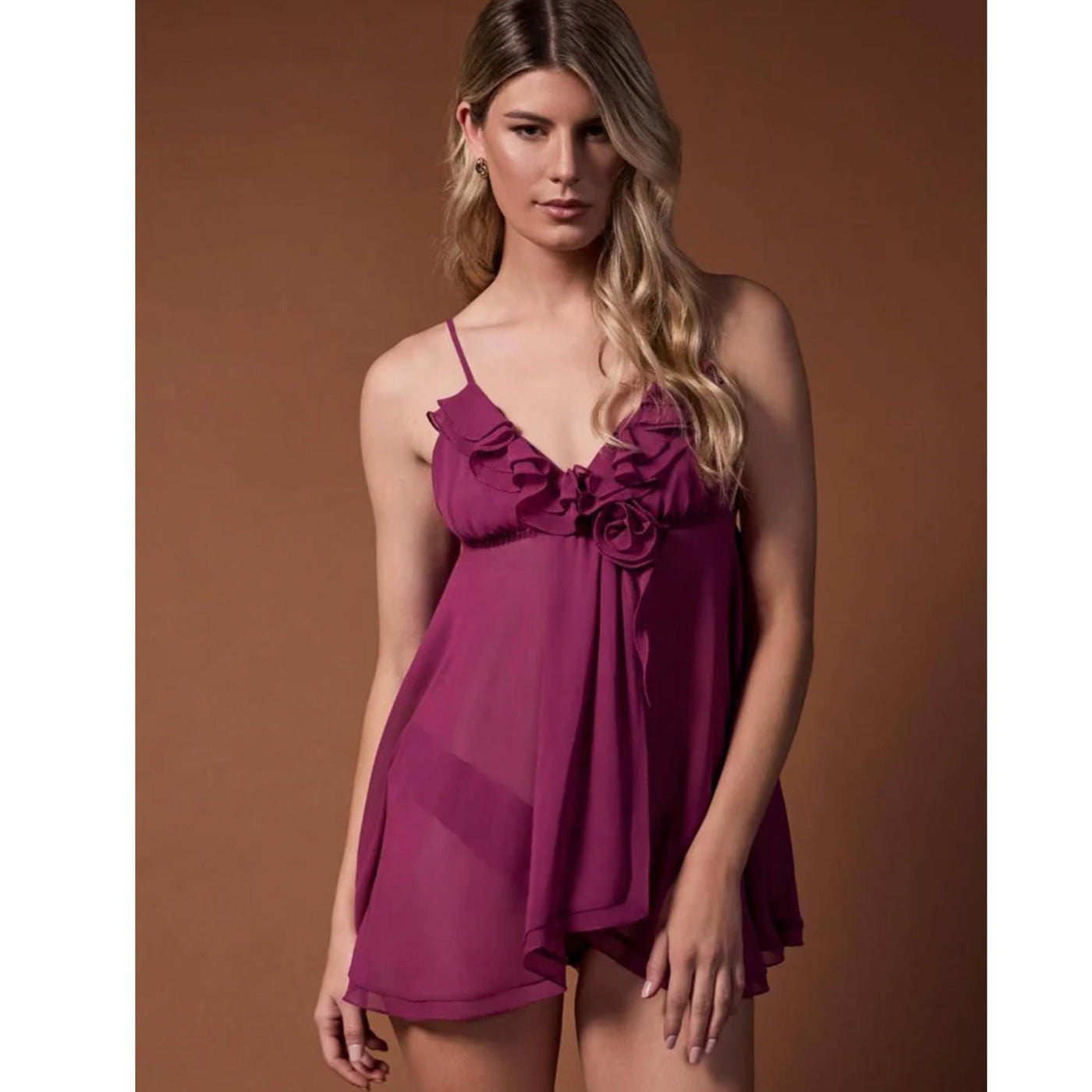 Rya Collection Charleston Babydoll 853 in Berry-Loungewear-Rya Collection-Berry-XSmall-Anna Bella Fine Lingerie, Reveal Your Most Gorgeous Self!