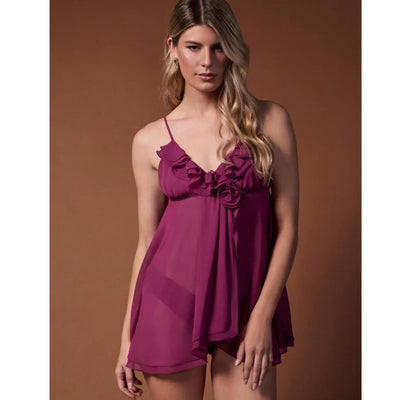 Rya Collection Charleston Babydoll 853 in Berry-Loungewear-Rya Collection-Berry-XSmall-Anna Bella Fine Lingerie, Reveal Your Most Gorgeous Self!