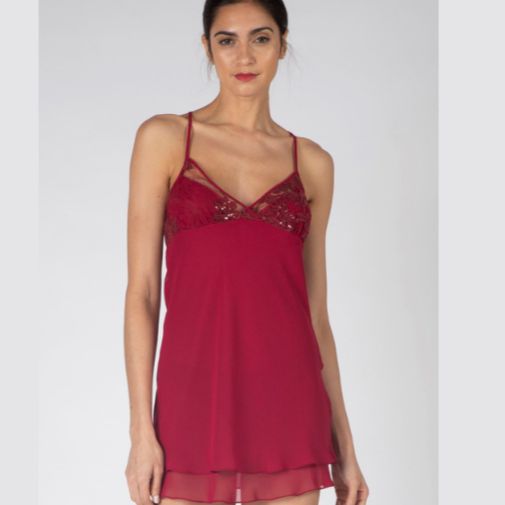 Rya Collection Charming Chemise in Sangria 261-Loungewear-Rya Collection-Sangria-XSmall-Anna Bella Fine Lingerie, Reveal Your Most Gorgeous Self!