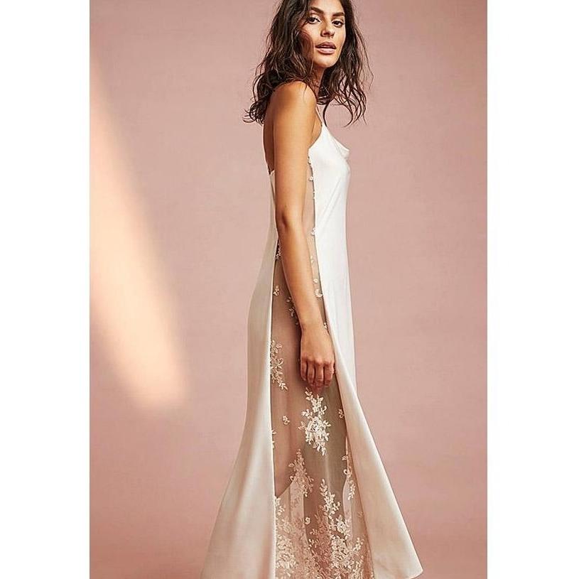 Rya Collection Darling Long Gown 219 in Champagne-Loungewear-Rya Collection-Champagne-XSmall-Anna Bella Fine Lingerie, Reveal Your Most Gorgeous Self!