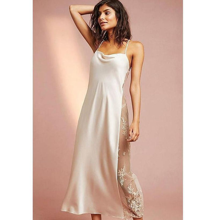 Rya Collection Darling Long Gown 219 in Champagne-Loungewear-Rya Collection-Champagne-XSmall-Anna Bella Fine Lingerie, Reveal Your Most Gorgeous Self!