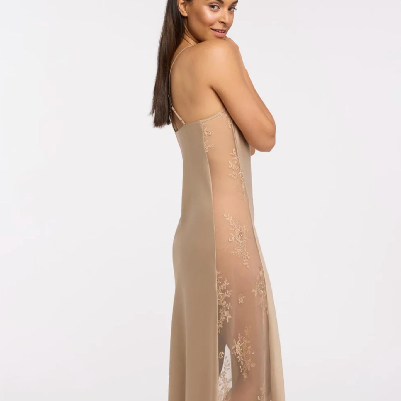 Rya Collection Darling Long Gown 219 in Latte-Loungewear-Rya Collection-Latte-XSmall-Anna Bella Fine Lingerie, Reveal Your Most Gorgeous Self!