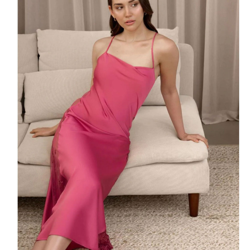 Rya Collection Darling Long Gown 219 in Lipstick-Loungewear-Rya Collection-Lipstick-XSmall-Anna Bella Fine Lingerie, Reveal Your Most Gorgeous Self!