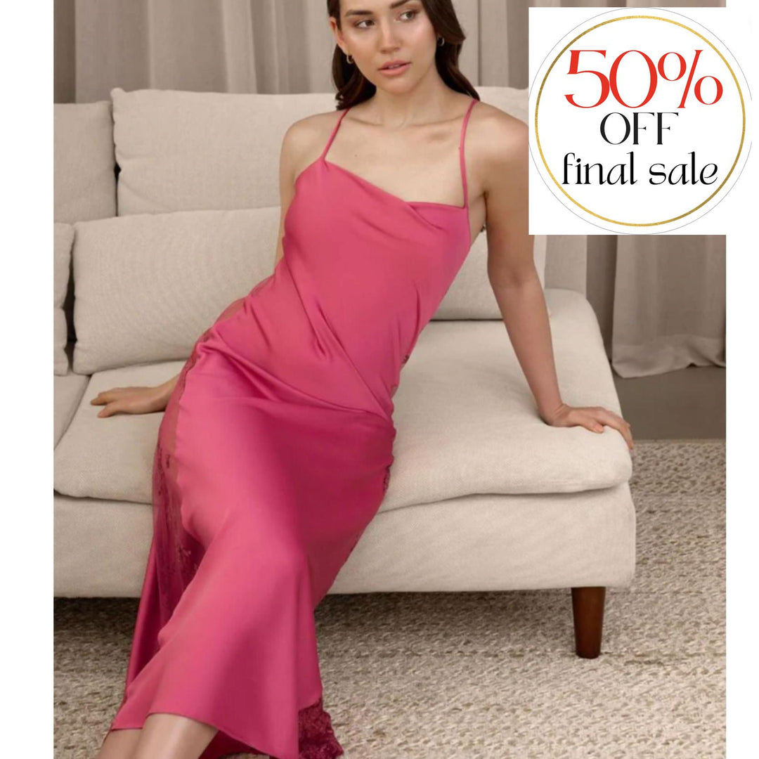 Rya Collection Darling Long Gown 219 in Lipstick-Loungewear-Rya Collection-Lipstick-XSmall-Anna Bella Fine Lingerie, Reveal Your Most Gorgeous Self!