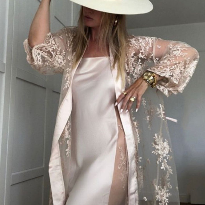 Rya Collection Darling Long Robe 220 in Champagne-Robes-Rya Collection-Champagne-XSmall/Small-Anna Bella Fine Lingerie, Reveal Your Most Gorgeous Self!
