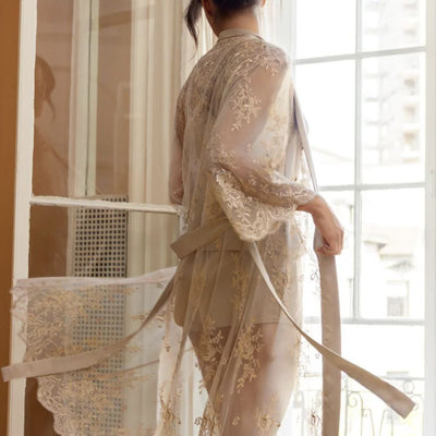 Rya Collection Darling Long Robe 220 in Latte-Robes-Rya Collection-Latte-XSmall/Small-Anna Bella Fine Lingerie, Reveal Your Most Gorgeous Self!