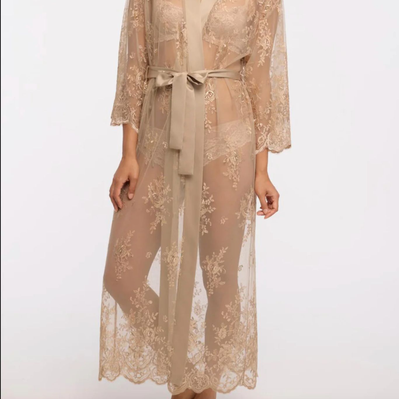 Rya Collection Darling Long Robe 220 in Latte-Robes-Rya Collection-Latte-XSmall/Small-Anna Bella Fine Lingerie, Reveal Your Most Gorgeous Self!