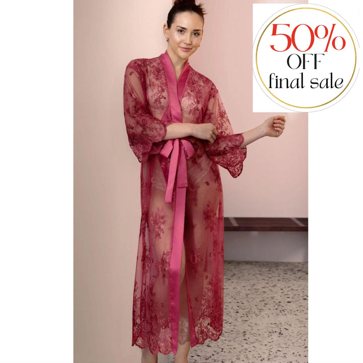 Rya Collection Darling Long Robe 220 in Lipstick-Robes-Rya Collection-Lipstick-XSmall/Small-Anna Bella Fine Lingerie, Reveal Your Most Gorgeous Self!