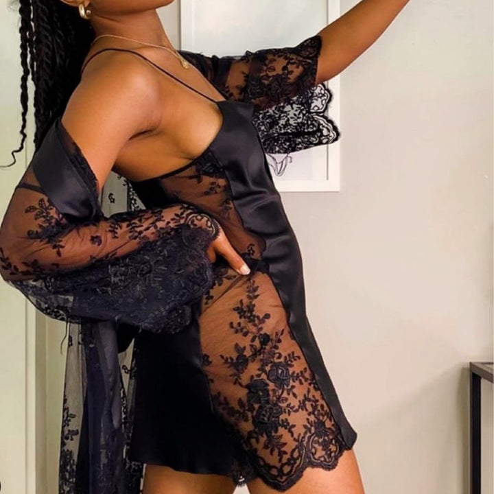 Rya Collection Darling Short Cover Up in Black 197-Robes-Rya Collection-Black-XSmall/Small-Anna Bella Fine Lingerie, Reveal Your Most Gorgeous Self!
