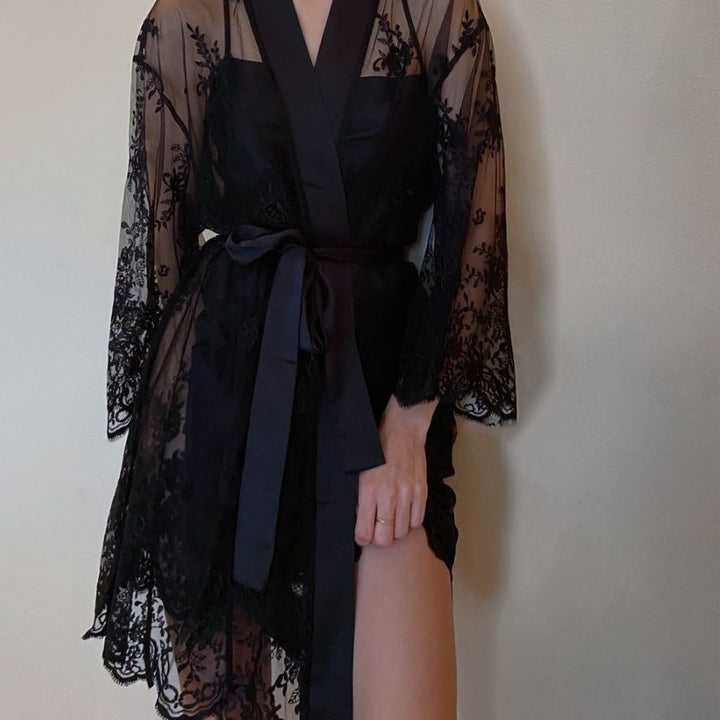 Rya Collection Darling Short Cover Up in Black 197-Robes-Rya Collection-Black-XSmall/Small-Anna Bella Fine Lingerie, Reveal Your Most Gorgeous Self!