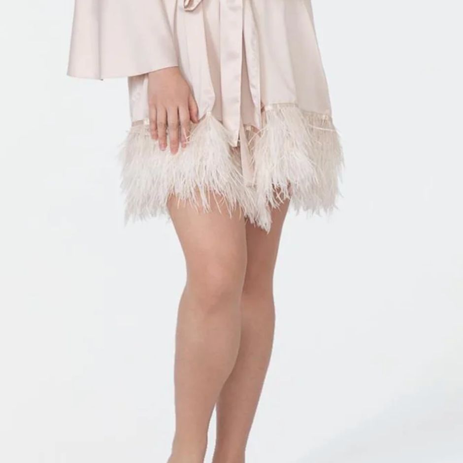 Rya Collection Feather Slippers in Champagne S01-Socks &amp; Slippers-Rya Collection-Champagne-XSmall/Small-Anna Bella Fine Lingerie, Reveal Your Most Gorgeous Self!