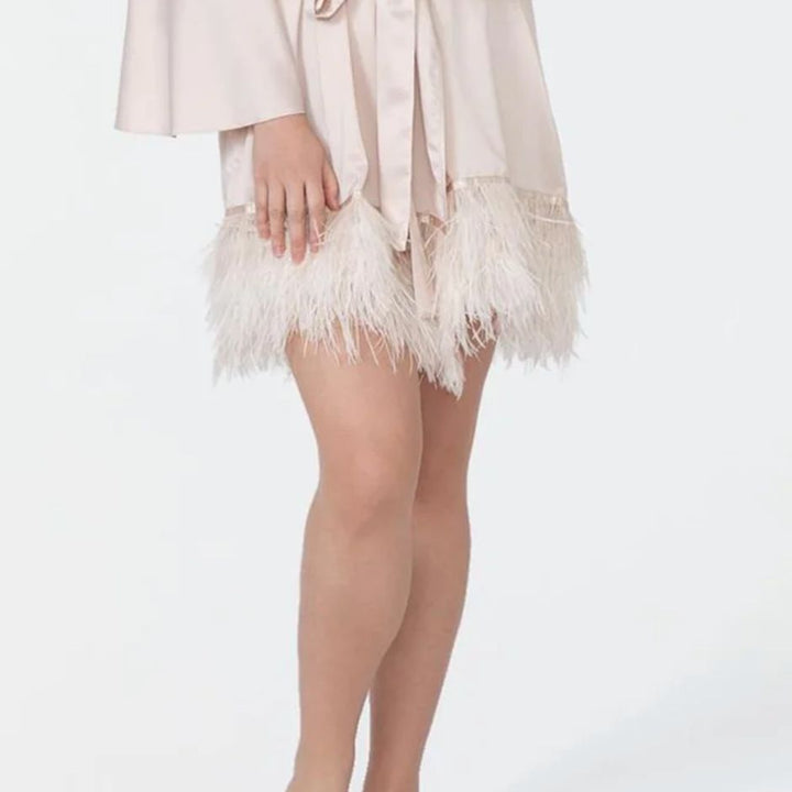 Rya Collection Feather Slippers in Champagne S01-Socks &amp; Slippers-Rya Collection-Champagne-XSmall/Small-Anna Bella Fine Lingerie, Reveal Your Most Gorgeous Self!
