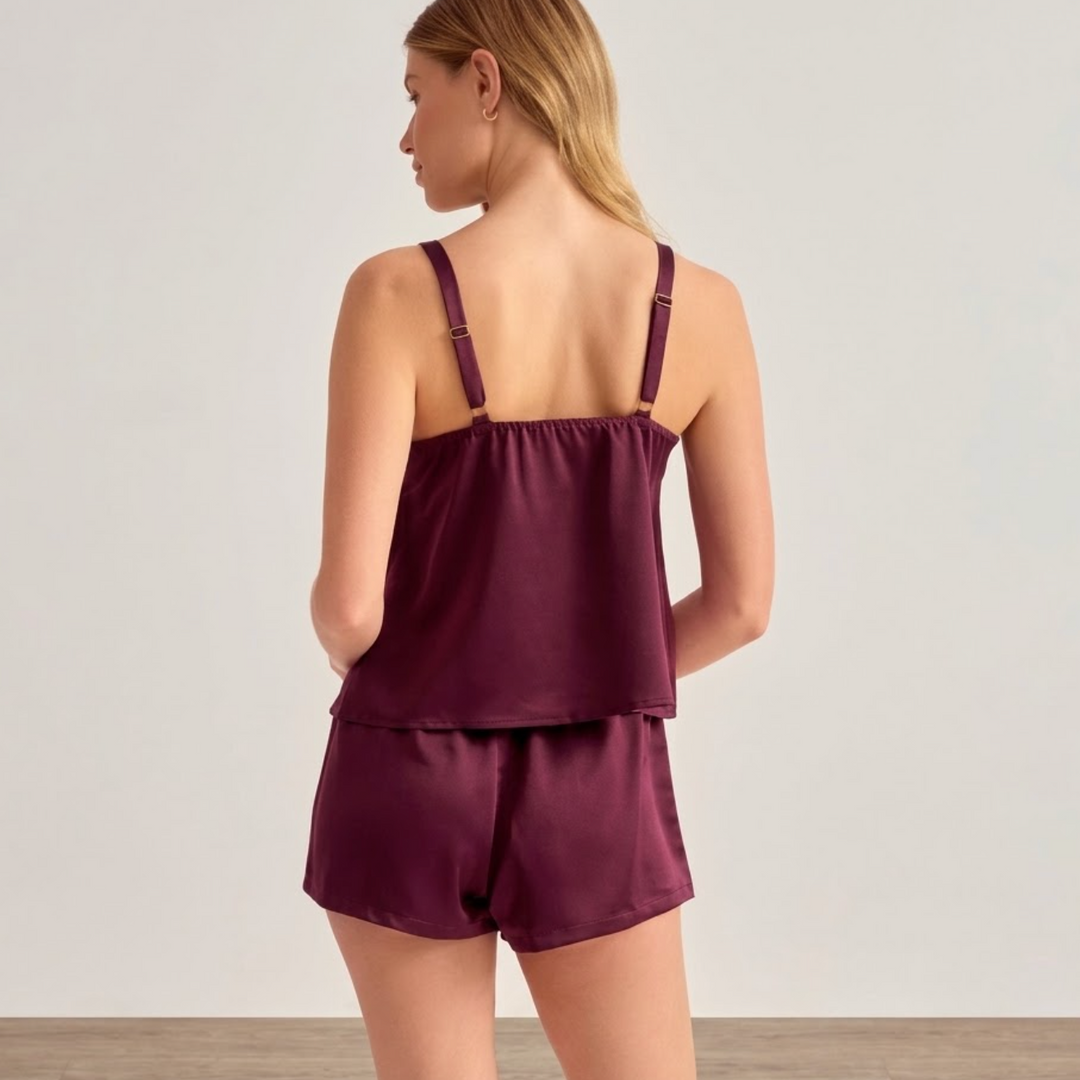 Rya Collection Halo Cami Tap Short Set 1159 in Dark Cherry-Sleepwear-Rya Collection-Dark Cherry-Xsmall-Anna Bella Fine Lingerie, Reveal Your Most Gorgeous Self!