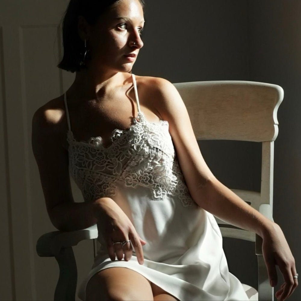 Rya Collection Rosey Chemise 536 in Ivory-Loungewear-Rya Collection-Ivory-XSmall-Anna Bella Fine Lingerie, Reveal Your Most Gorgeous Self!