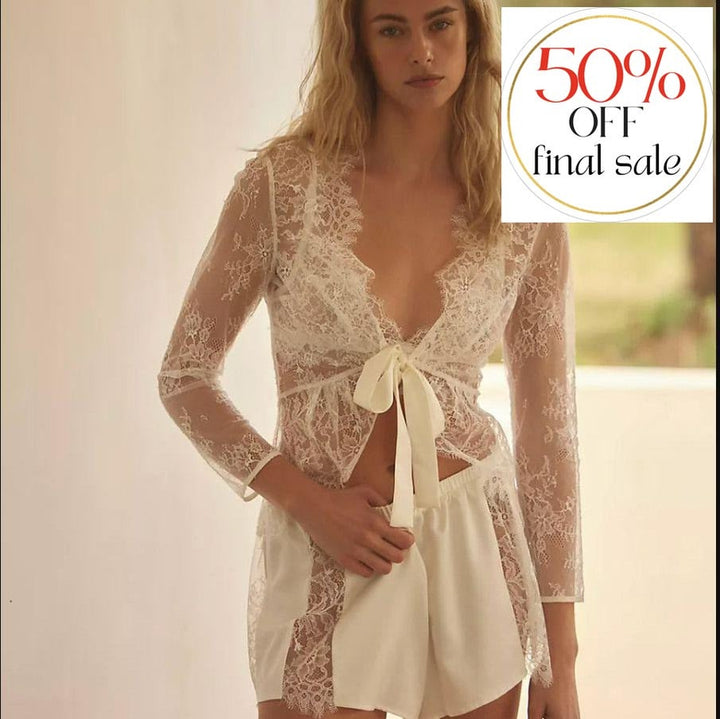 Rya Collection Serena Bralette Set with Mini Cover Up 785-Anna Bella Fine Lingerie-Ivory-XSmall-