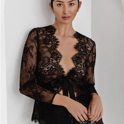 Rya Collection Serena Mini Cover Up 764-Loungewear-Rya Collection-Black-XSmall/Small-Anna Bella Fine Lingerie, Reveal Your Most Gorgeous Self!