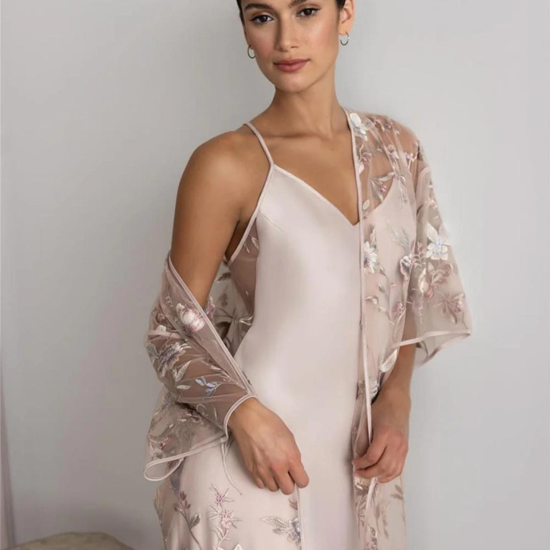 Rya Collection Stunning Long Robe 307-Robes-Rya Collection-Sepia Rose-XSmall/Small-Anna Bella Fine Lingerie, Reveal Your Most Gorgeous Self!