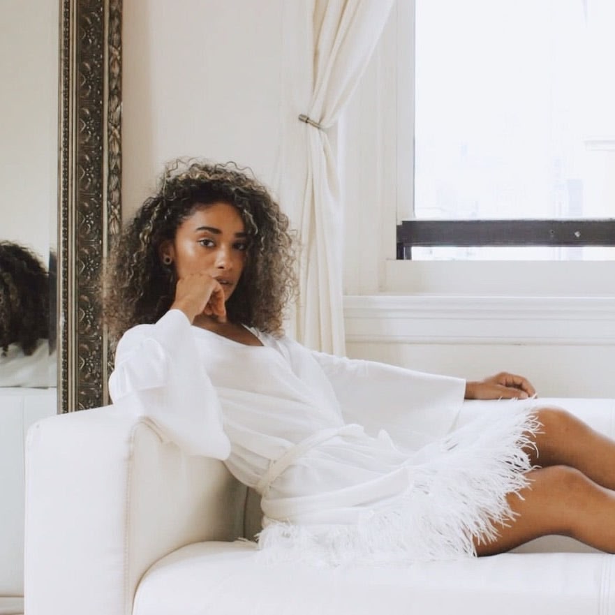 Rya Collection Swan Cover-Up with Ostrich Feathers in Ivory 394-Robes-Rya Collection-Ivory-XSmall/Small-Anna Bella Fine Lingerie, Reveal Your Most Gorgeous Self!