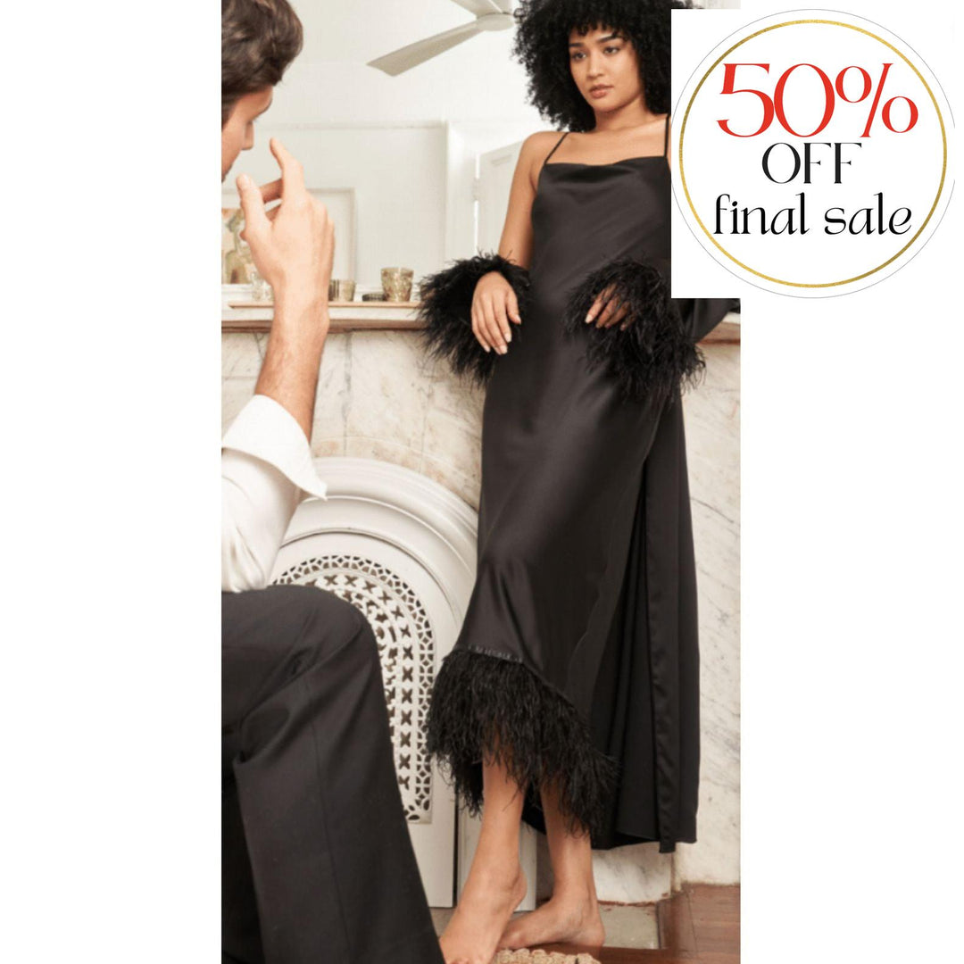Rya Collection Swan Gown 617 in Black-Loungewear-Rya Collection-Black-Small-Anna Bella Fine Lingerie, Reveal Your Most Gorgeous Self!