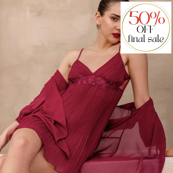 Rya Collection True Love Chemise 704-Loungewear-Rya Collection-Sangria-XSmall-Anna Bella Fine Lingerie, Reveal Your Most Gorgeous Self!