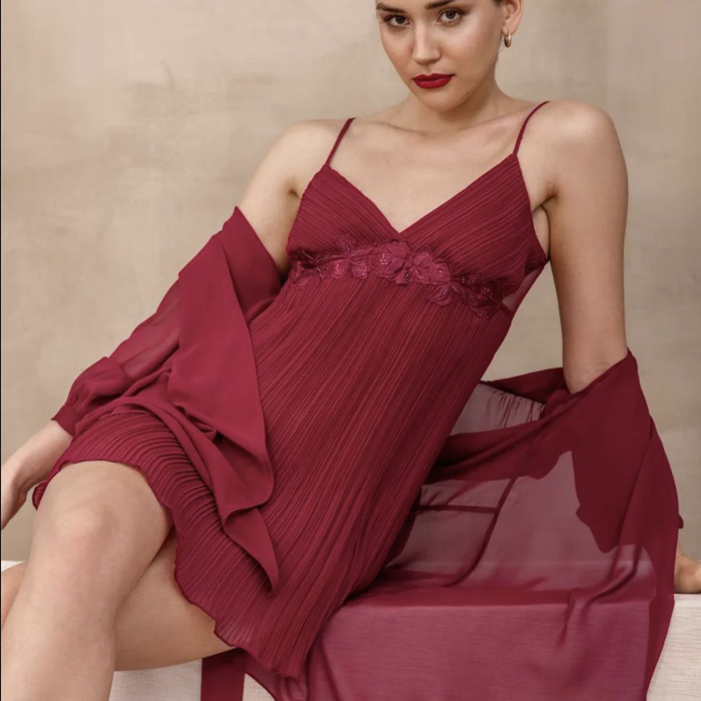 Rya Collection True Love Chemise 704-Loungewear-Rya Collection-Sangria-XSmall-Anna Bella Fine Lingerie, Reveal Your Most Gorgeous Self!