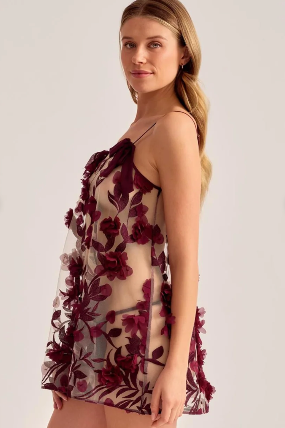 Rya Mystery Babydoll with Thong in Dark Cherry-Sleepwear-Rya Collection-Dark Cherry-XSmall-Anna Bella Fine Lingerie, Reveal Your Most Gorgeous Self!