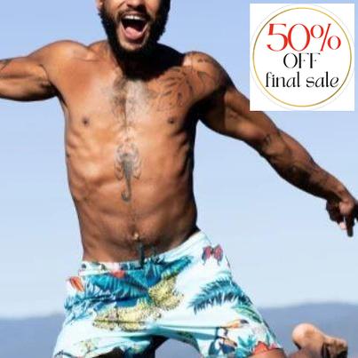 SAXX Betawave Men's 17" Swim Short in Blue Disco Jungle-Mens-SAXX-Blue Disco Jungle-30-Anna Bella Fine Lingerie, Reveal Your Most Gorgeous Self!