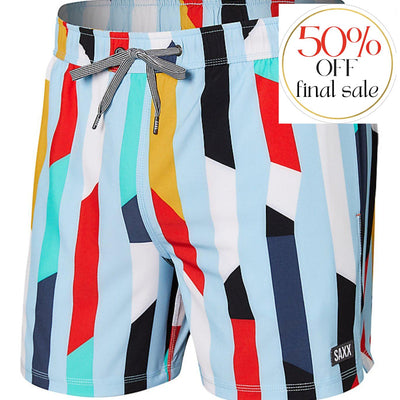 SAXX Oh Buoy Men's 5" Swim Trunks in Cutwork Stripe-Mens-SAXX-Airy Bue-Small-Anna Bella Fine Lingerie, Reveal Your Most Gorgeous Self!