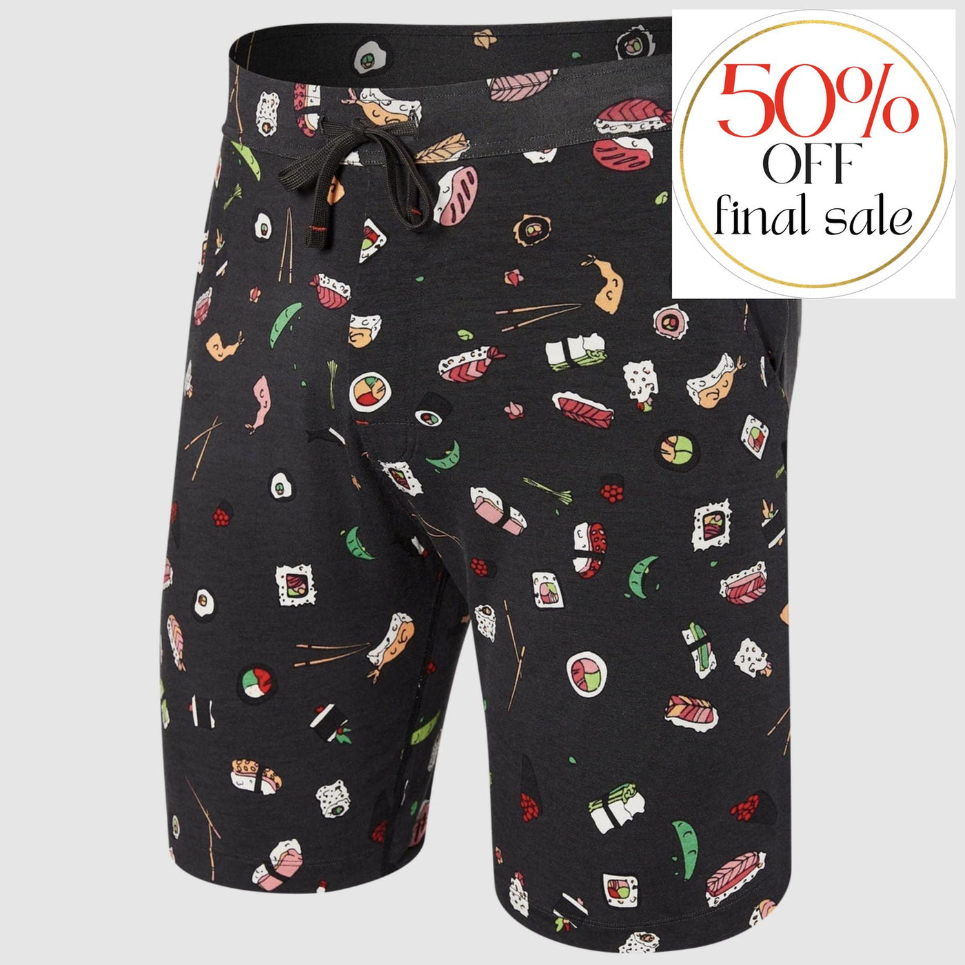 SAXX Snooze Short SXLS33-Mens-SAXX-Sushi Doobie Doo- Black-Small-Anna Bella Fine Lingerie, Reveal Your Most Gorgeous Self!