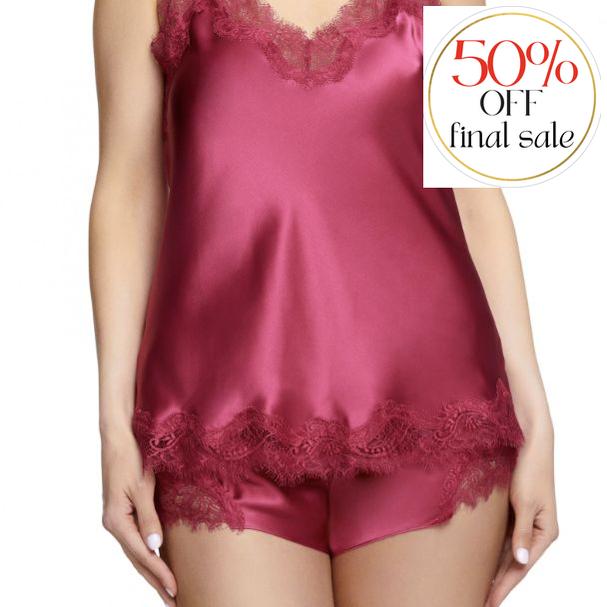 Sainted Sisters Scarlett Silk Cami / French Knicker Set in Raspberry L31002-Loungewear-Sainted Sisters-Raspberry-Small-Anna Bella Fine Lingerie, Reveal Your Most Gorgeous Self!