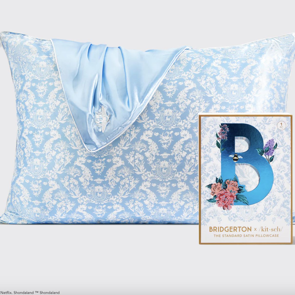 Satin Pillowcase Bridgerton Inspired in Toile De Blue-Anna Bella Fine Lingerie-