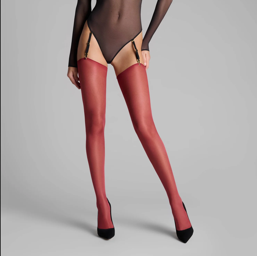 Scandale Cut and Curled Stockings in Bordeaux 563300-Hosiery-Scandale-Bordeaux-2-Anna Bella Fine Lingerie, Reveal Your Most Gorgeous Self!