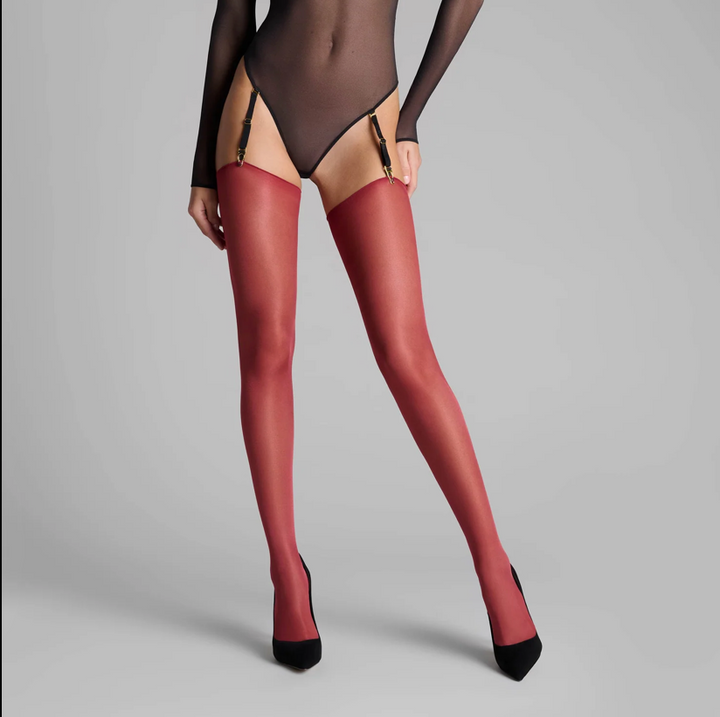 Scandale Cut and Curled Stockings in Bordeaux 563300-Hosiery-Scandale-Bordeaux-2-Anna Bella Fine Lingerie, Reveal Your Most Gorgeous Self!
