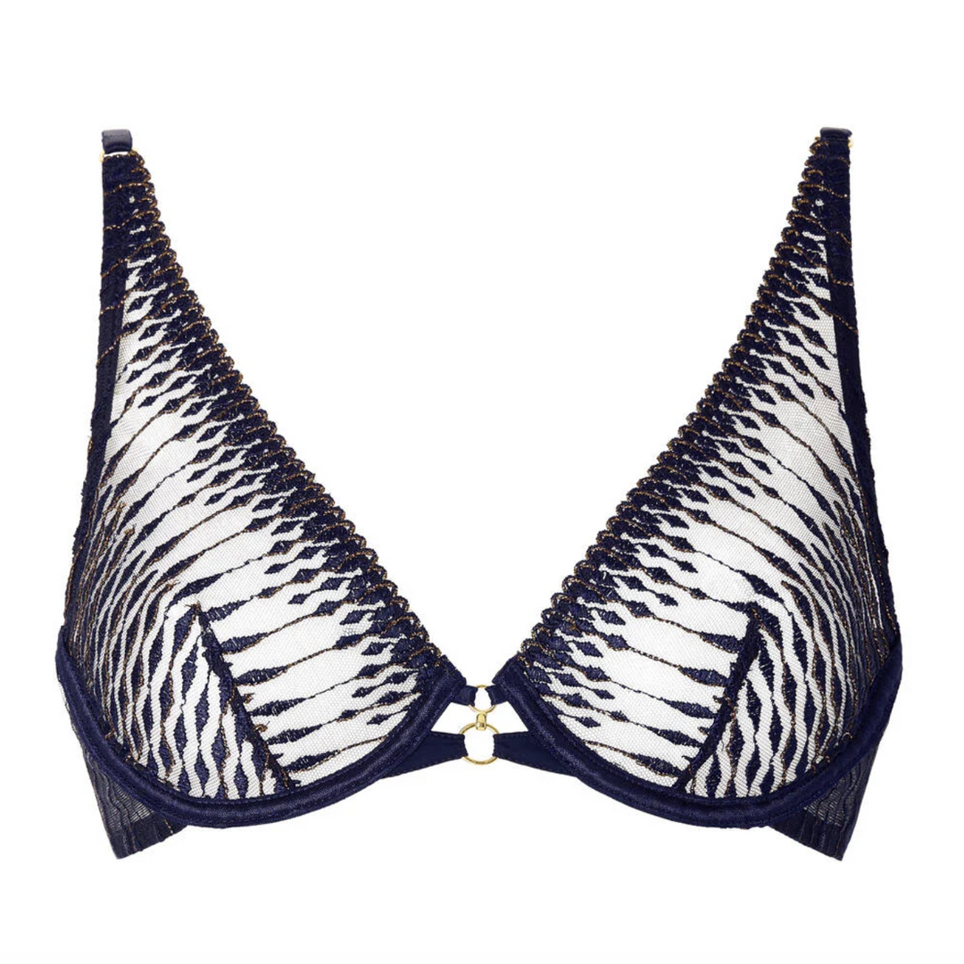Aubade Voodoo Kiss Ultra Plunge Triangle Bra in Blue Moon 3DN12