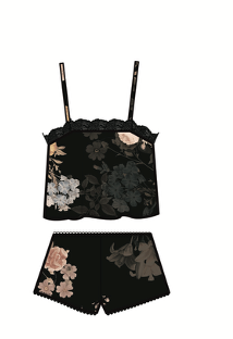 Midnight Bakery Saoirse Cami Short Set in Blackness Bouquet SQE140