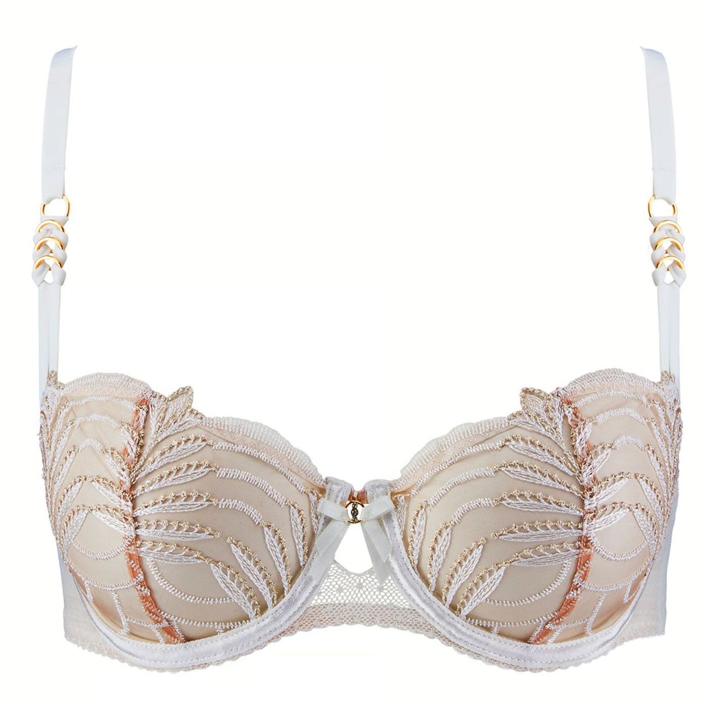 Aubade Hypnolove Half Cup Bra in Gold Feather LDF14-Bras-Aubade-Gold Feather-34-F-Anna Bella Fine Lingerie, Reveal Your Most Gorgeous Self!