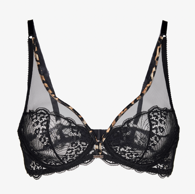 Ajour Mirage Plunge UW Bra BM10-Anna Bella Fine Lingerie-Black with Animal Print-32-C