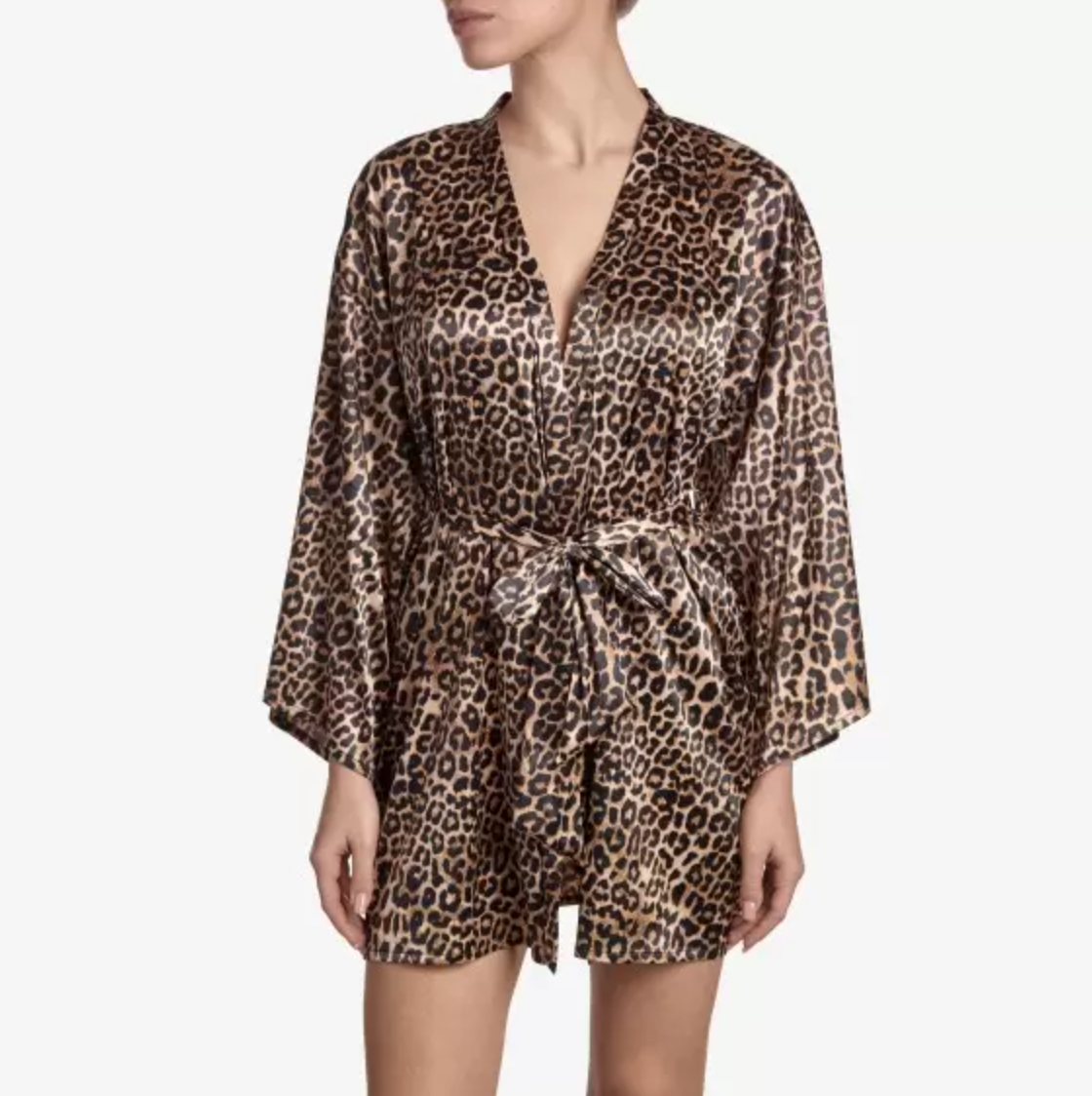 Ajour Mirage Satin Lounge Robe KIM2-Anna Bella Fine Lingerie-Animal Print-XSmall/Small-
