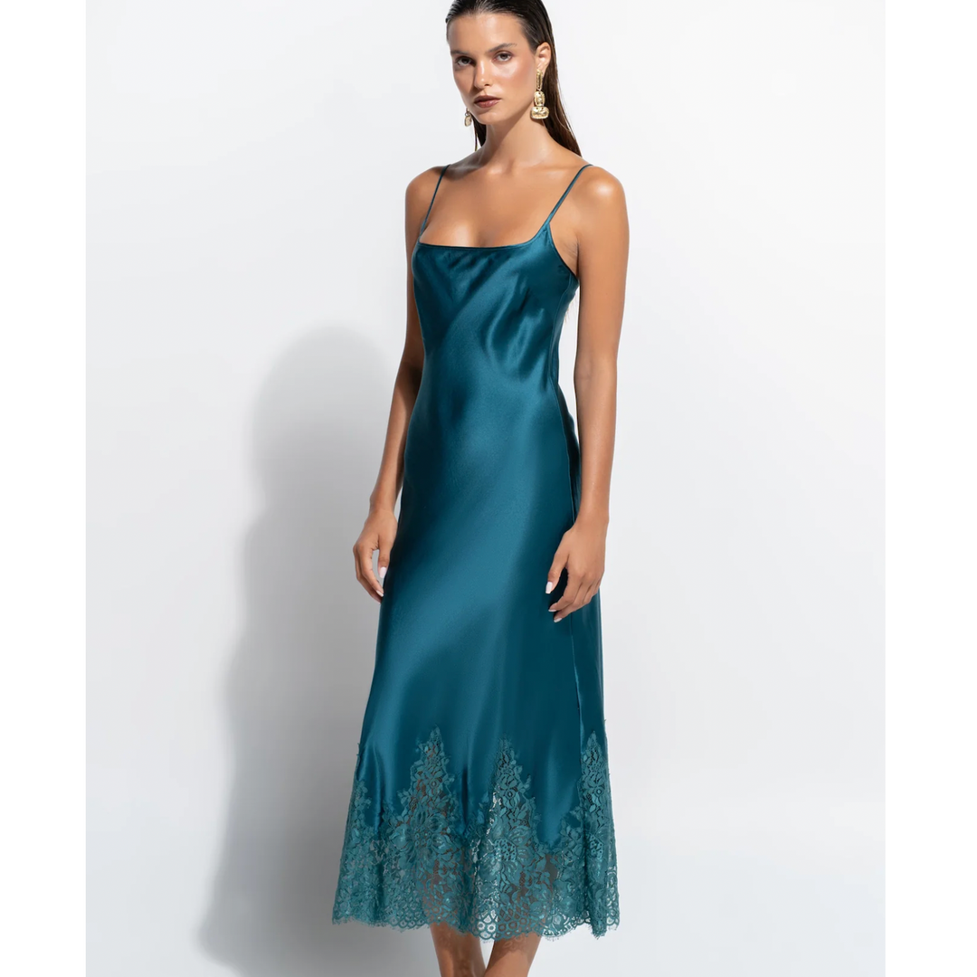 Ginia Bon Nuit Slip in Teal GCL302