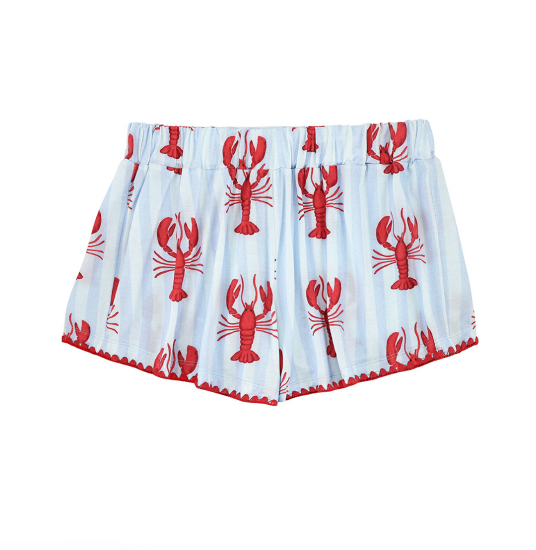 Bella Short Bamboo PJ Set T1878 in Blue Stripe &amp; Lobsters