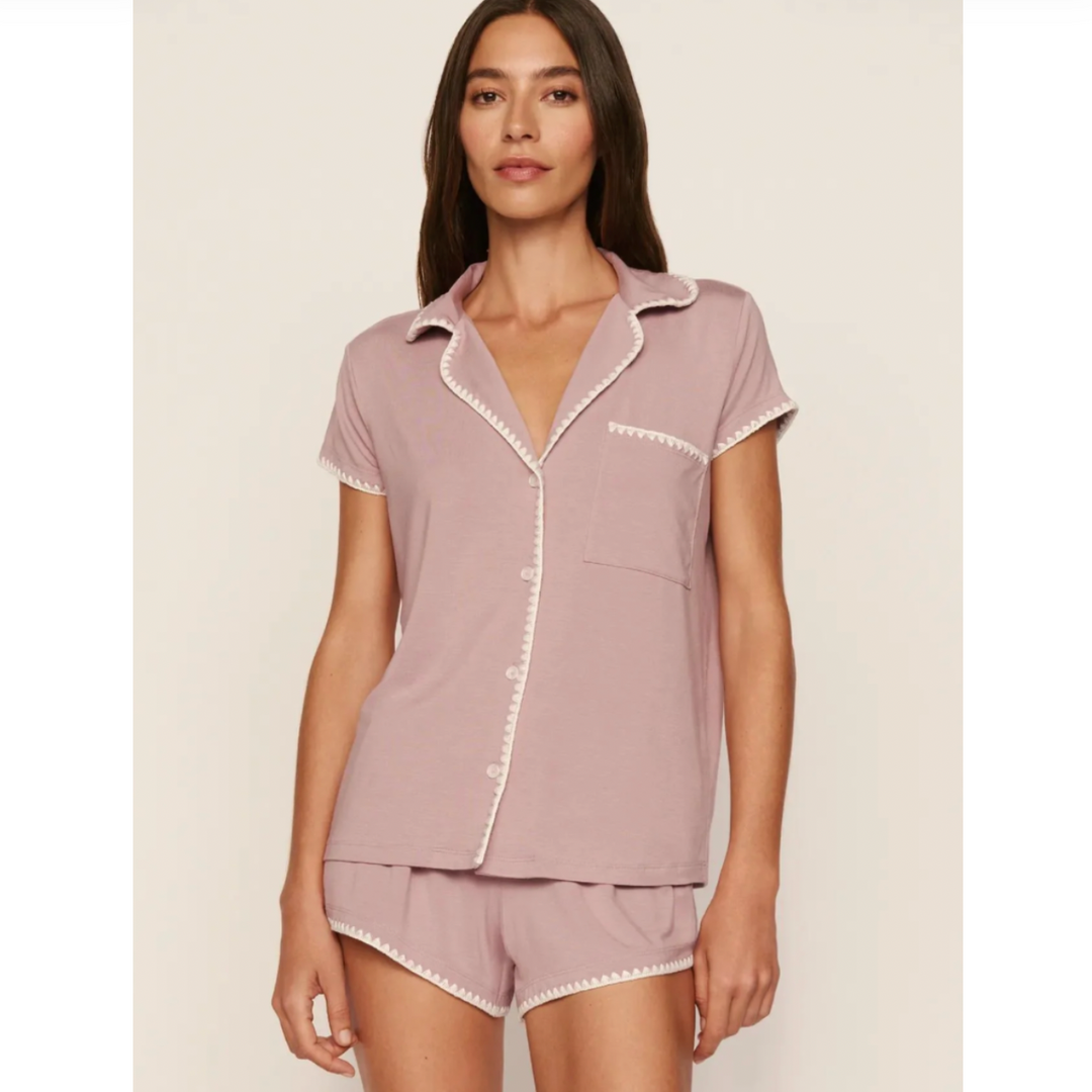 Eberjey Frida Shortie PJ Set PJ2018 in Woodrose/Ivory