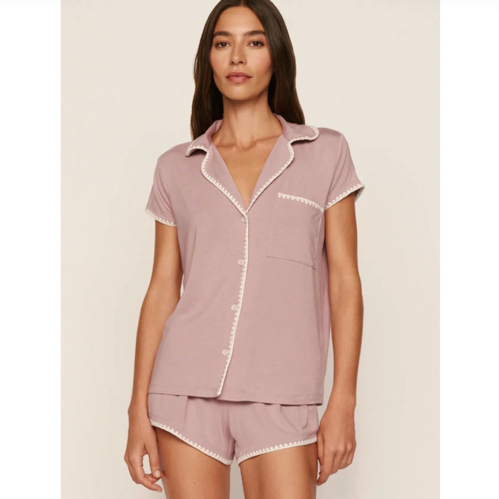 Eberjey Frida Shortie PJ Set PJ2018 in Woodrose/Ivory