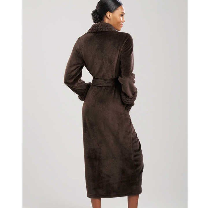 Natori Plush Sherpa 52" Robe D74068 in Espresso