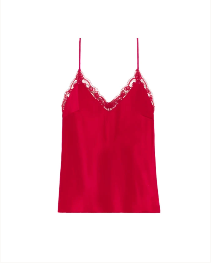 Simone Perele Love Me Silk Cami Short Set in Opera Red 1F8902-8640