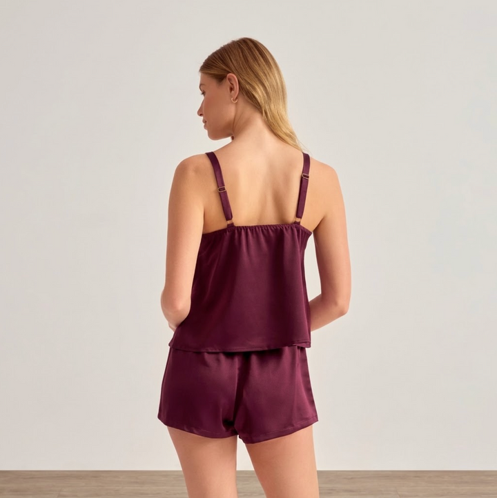 Rya Collection Halo Cami Tap Short Set 1159 in Dark Cherry