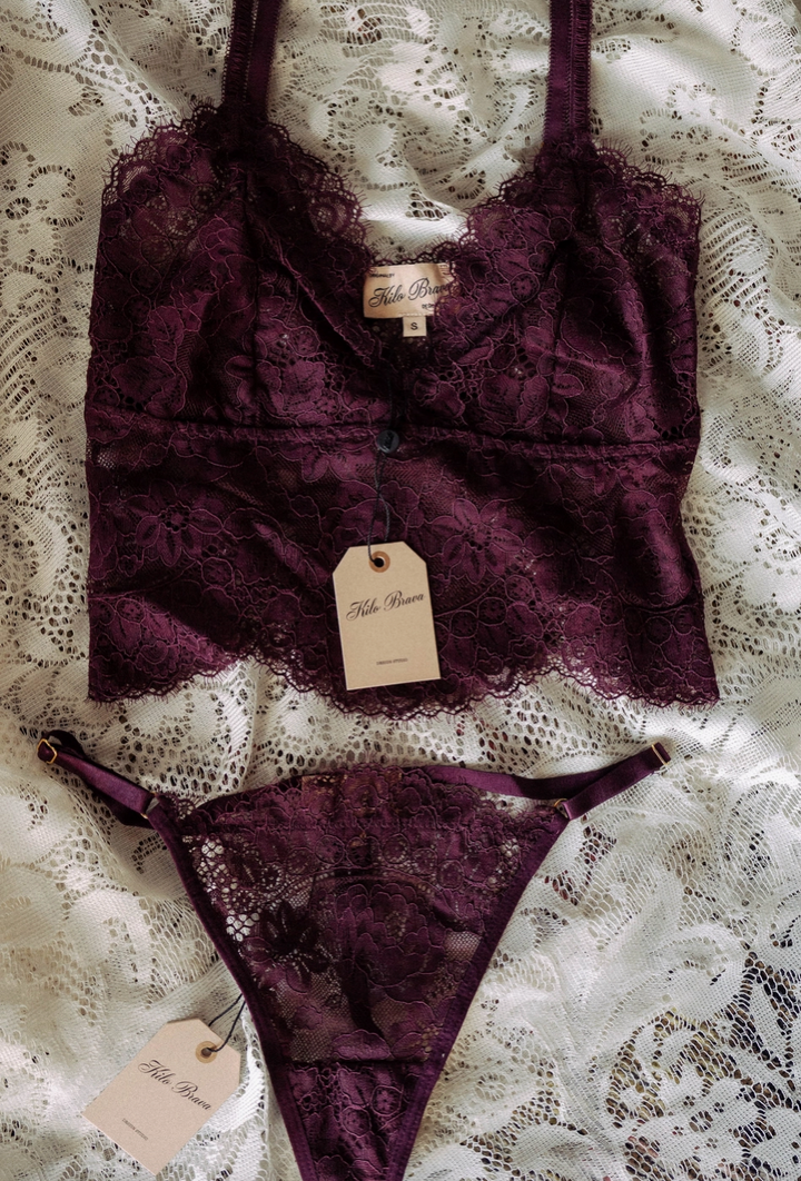 Kilo Brava Lace Longline Bralette in Pinot Noir 11365